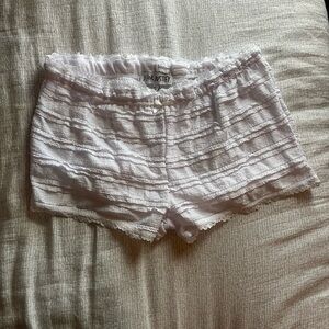 J for Justify White Ruffled Lace Shorts